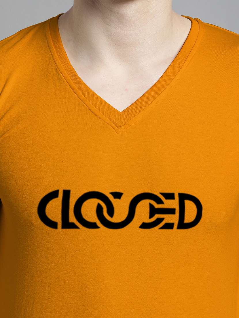 mustard cotton chest print t-shirt - 20299036 -  Standard Image - 4