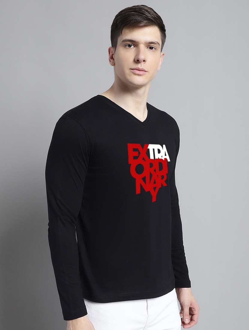 men black cotton chest print t-shirt - 20299045 -  Standard Image - 1