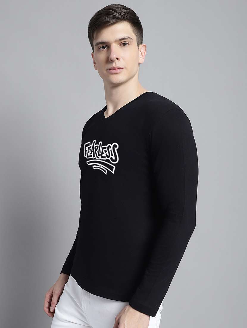 black cotton chest print tshirt - 20299053 - Standard Image - 1