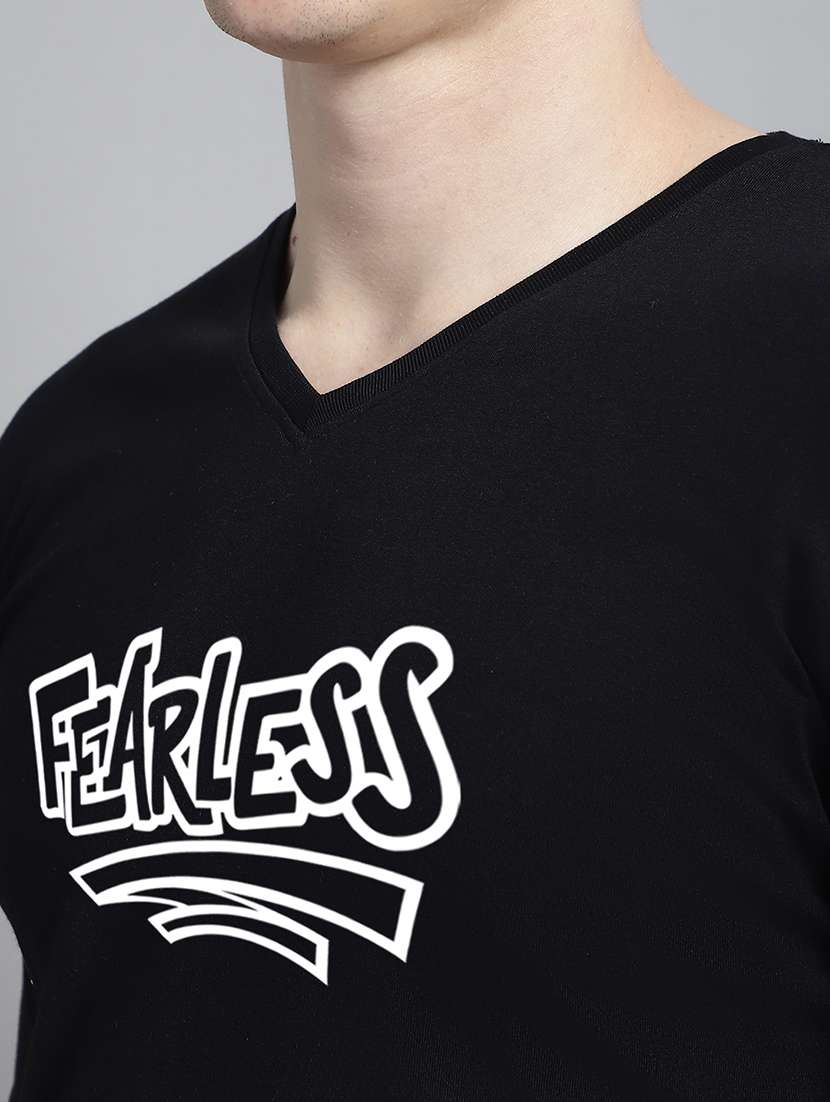 black cotton chest print tshirt - 20299053 - Standard Image - 4