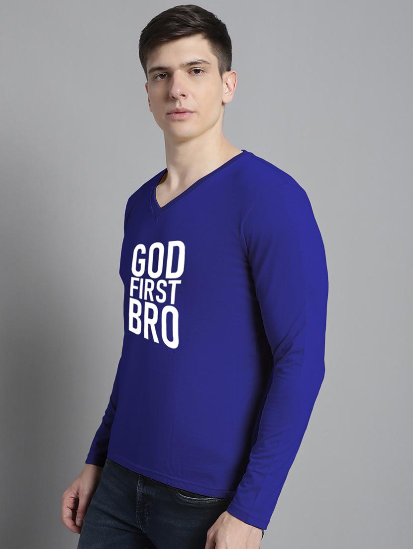 blue cotton chest print tshirt - 20299070 - Standard Image - 1