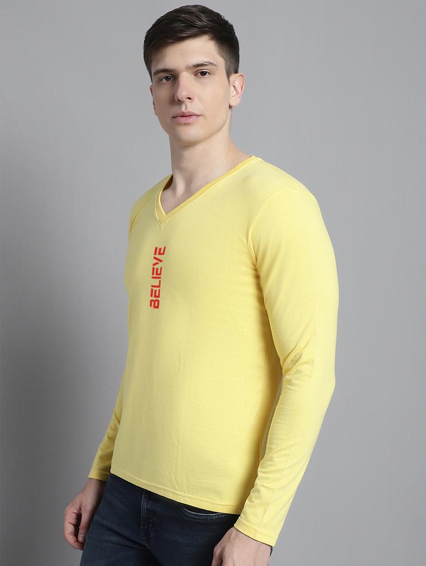 yellow cotton chest print tshirt - 20299077 - Standard Image - 1