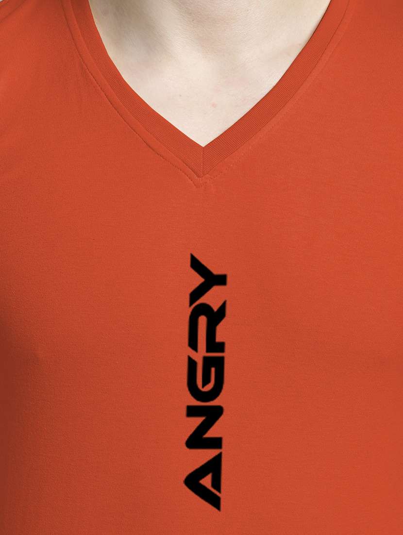 men orange cotton chest print t-shirt - 20299083 - Standard Image - 4