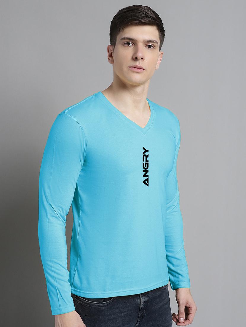 light blue cotton chest print tshirt - 20299084 - Standard Image - 1