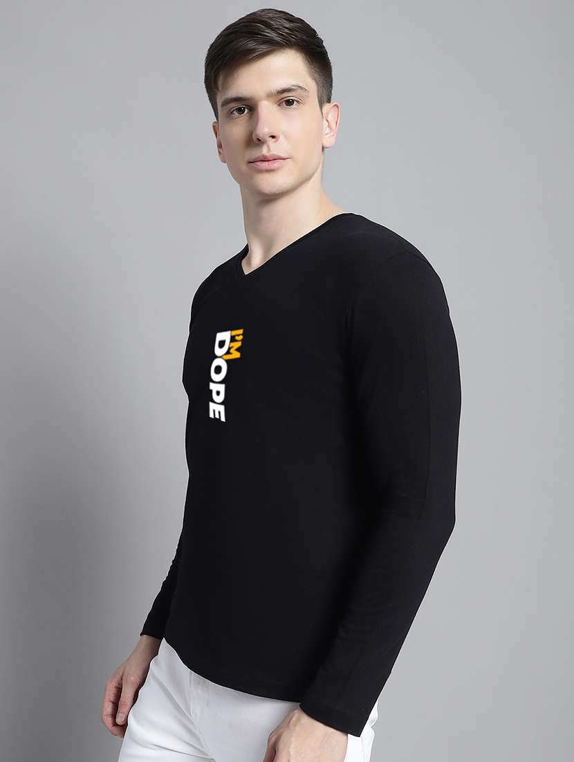 black cotton chest print tshirt - 20299088 -  Standard Image - 1