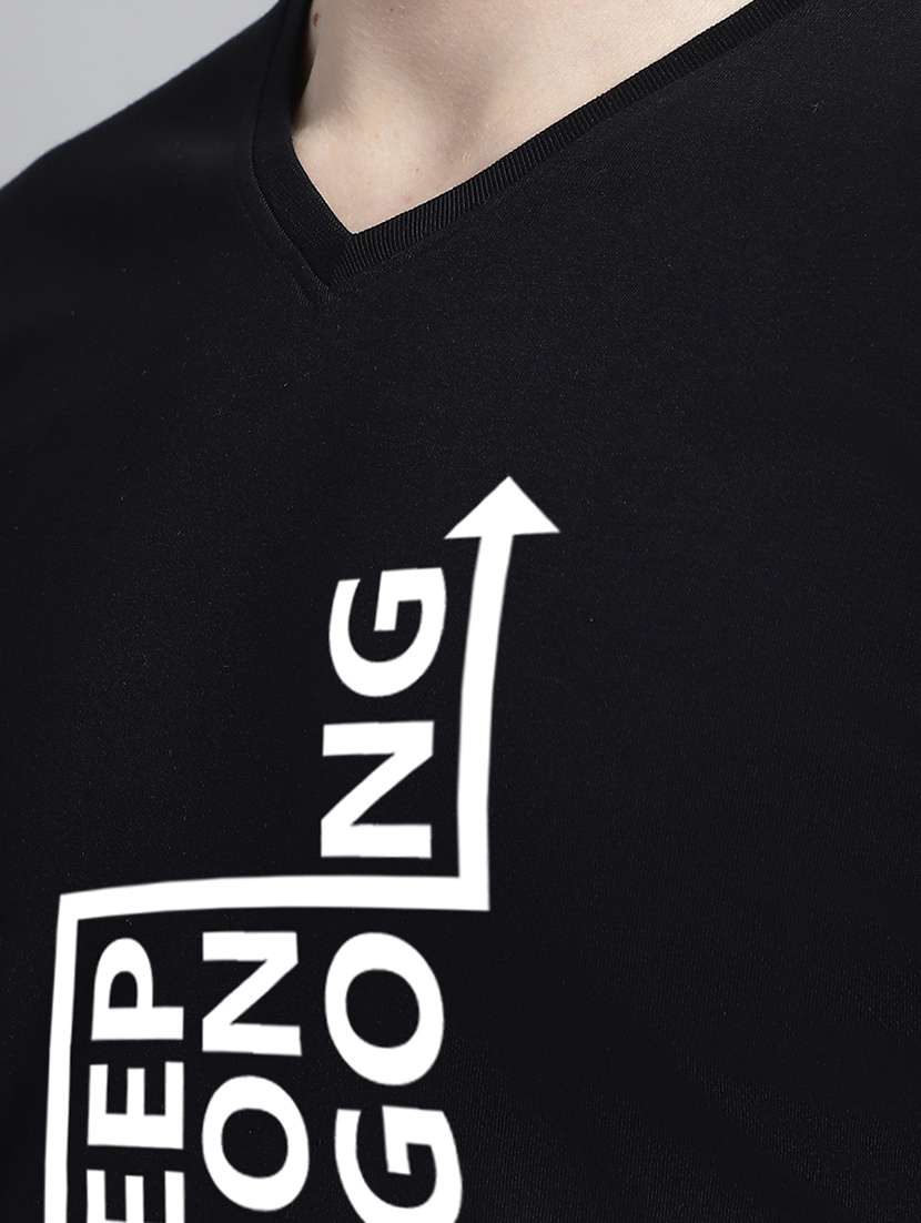 men black cotton chest print t-shirt - 20299095 - Standard Image - 4