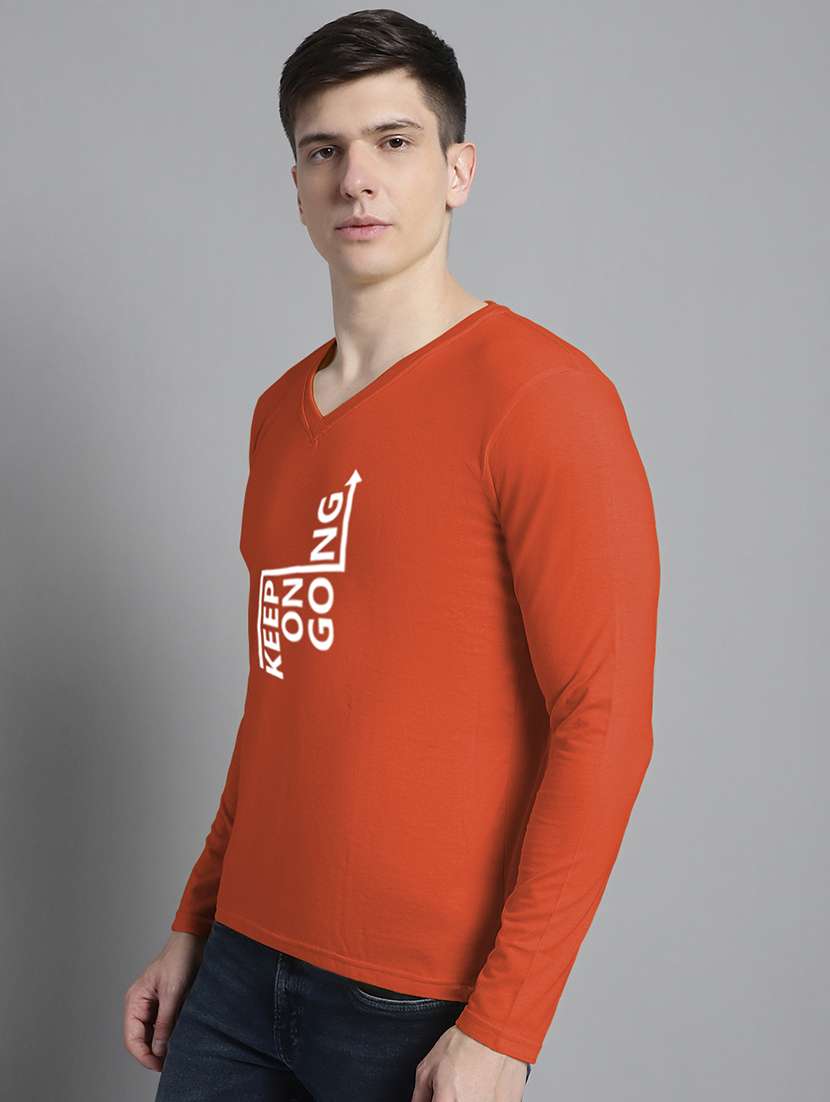 orange cotton chest print tshirt - 20299098 -  Standard Image - 1
