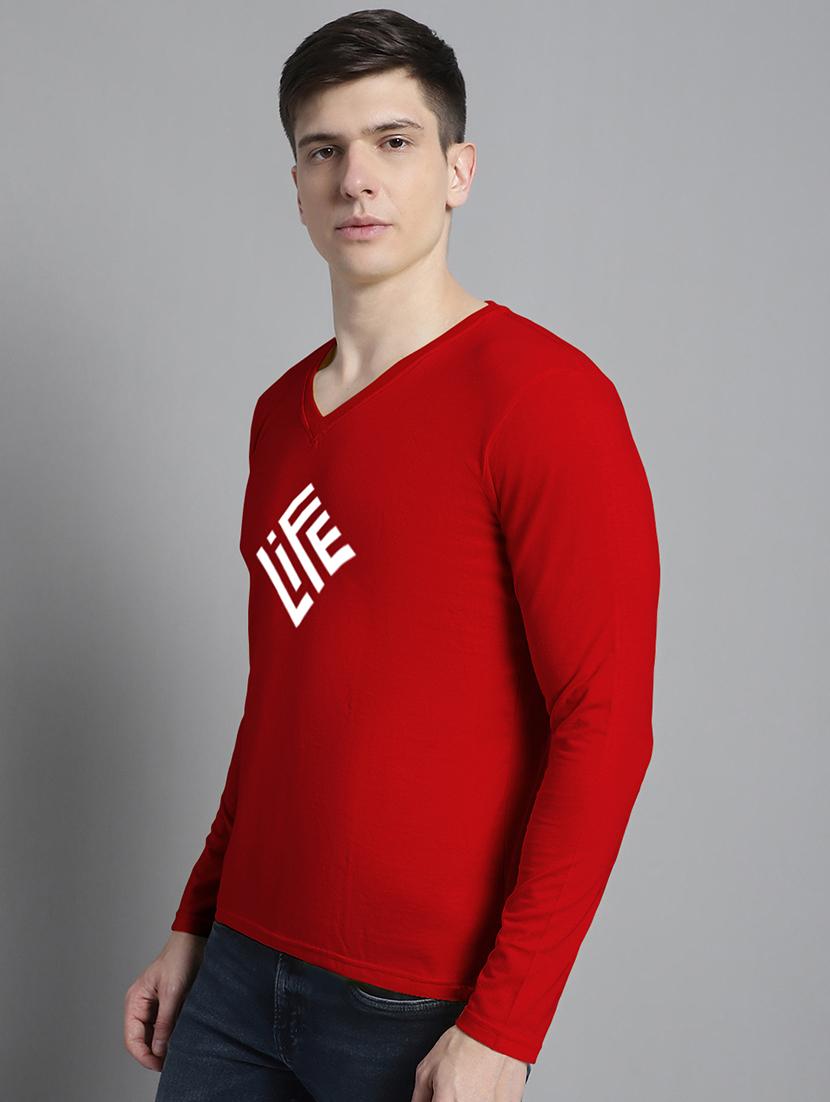 red cotton chest print tshirt - 20299110 - Standard Image - 1