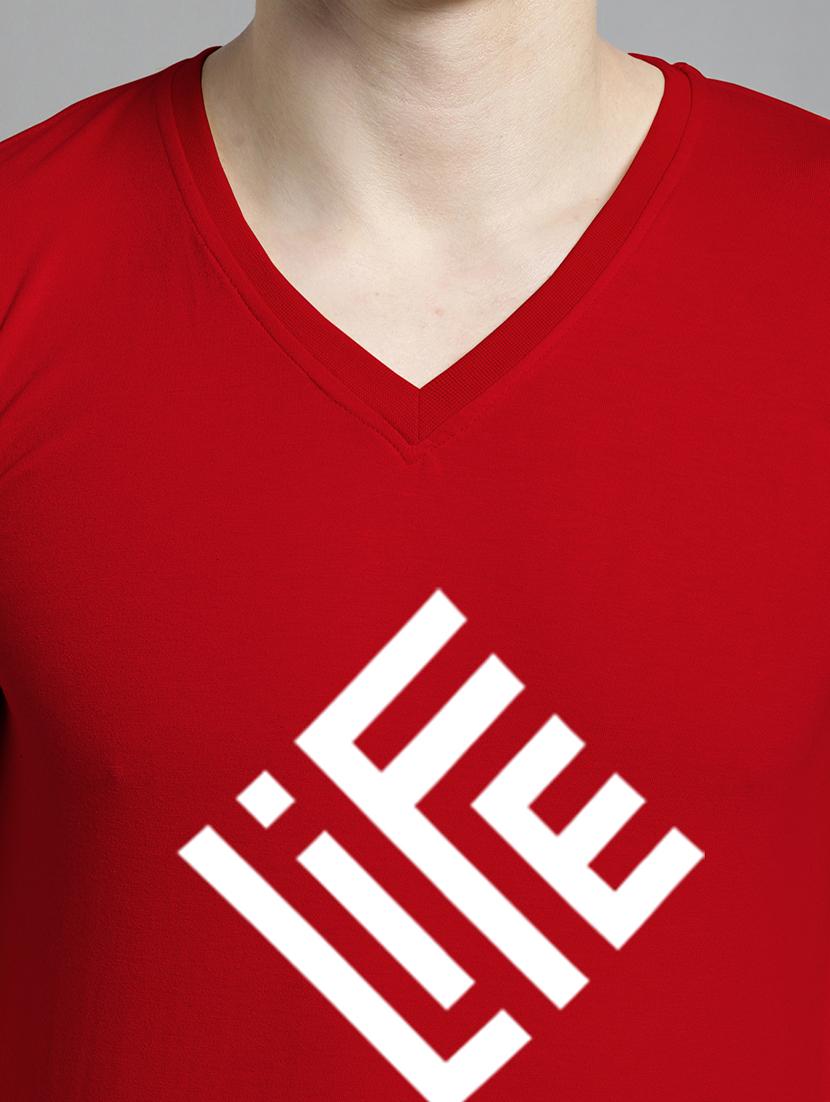 red cotton chest print tshirt - 20299110 - Standard Image - 4