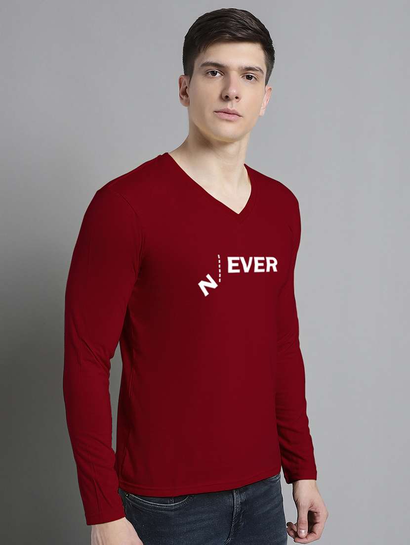 men maroon cotton chest print t-shirt - 20299122 -  Standard Image - 1