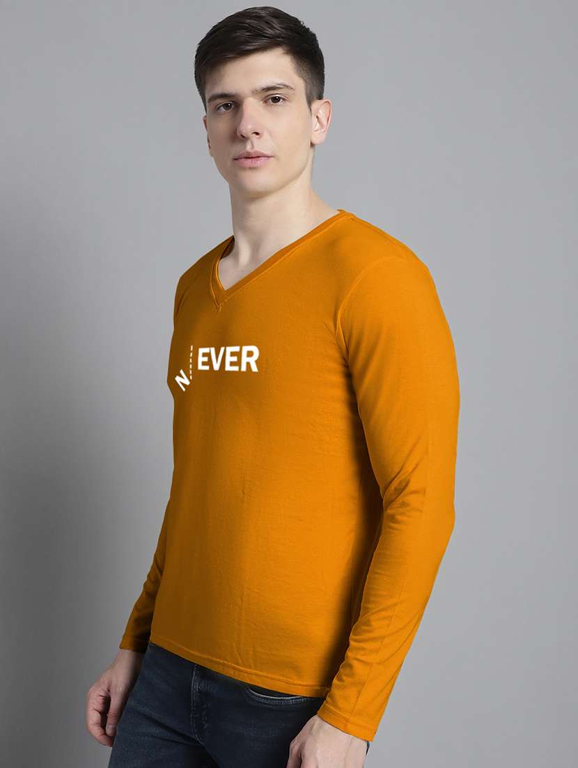 men v-neck cotton chest print t-shirt - 20299124 -  Standard Image - 1