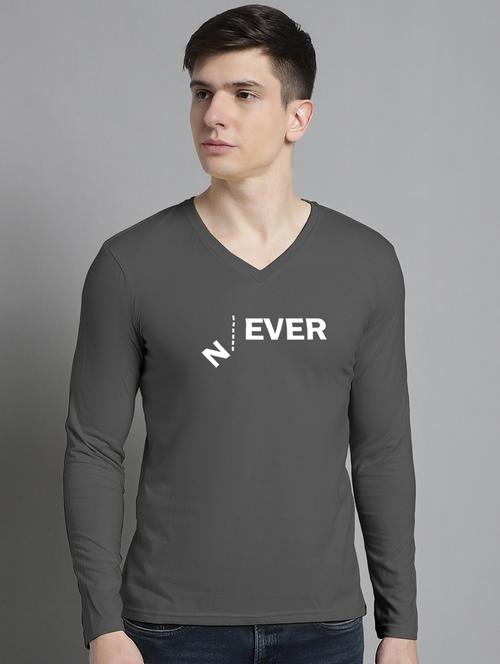 men grey cotton chest print t-shirt - 20299126 -  Standard Image - 0