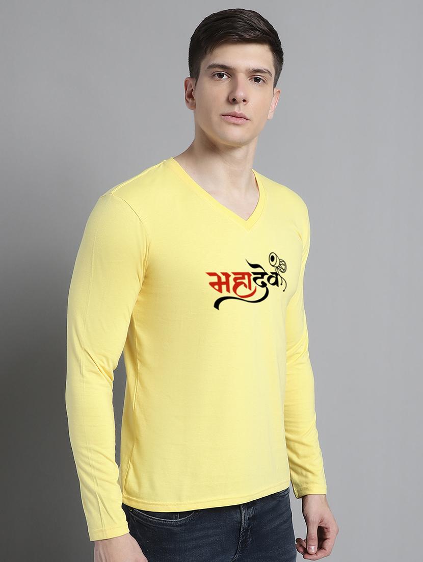 yellow cotton chest print tshirt - 20299136 - Standard Image - 1