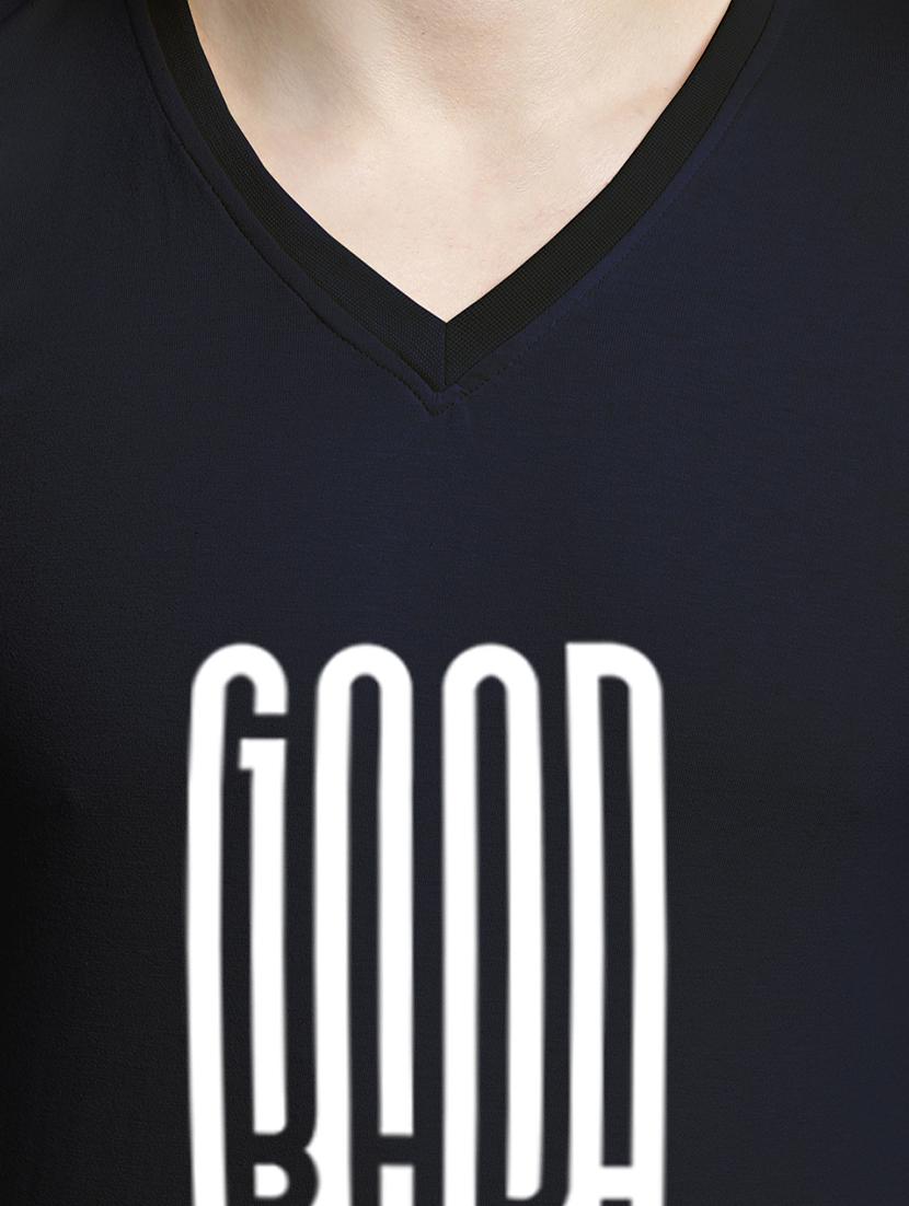 men navy blue cotton chest print t-shirt - 20299154 - Standard Image - 4