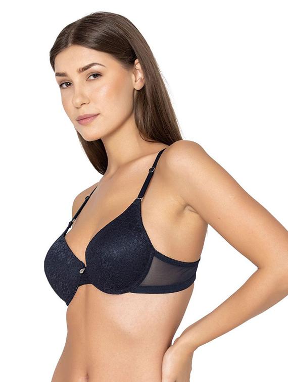 navy blue polyamide push up bra - 20299251 -  Standard Image - 1