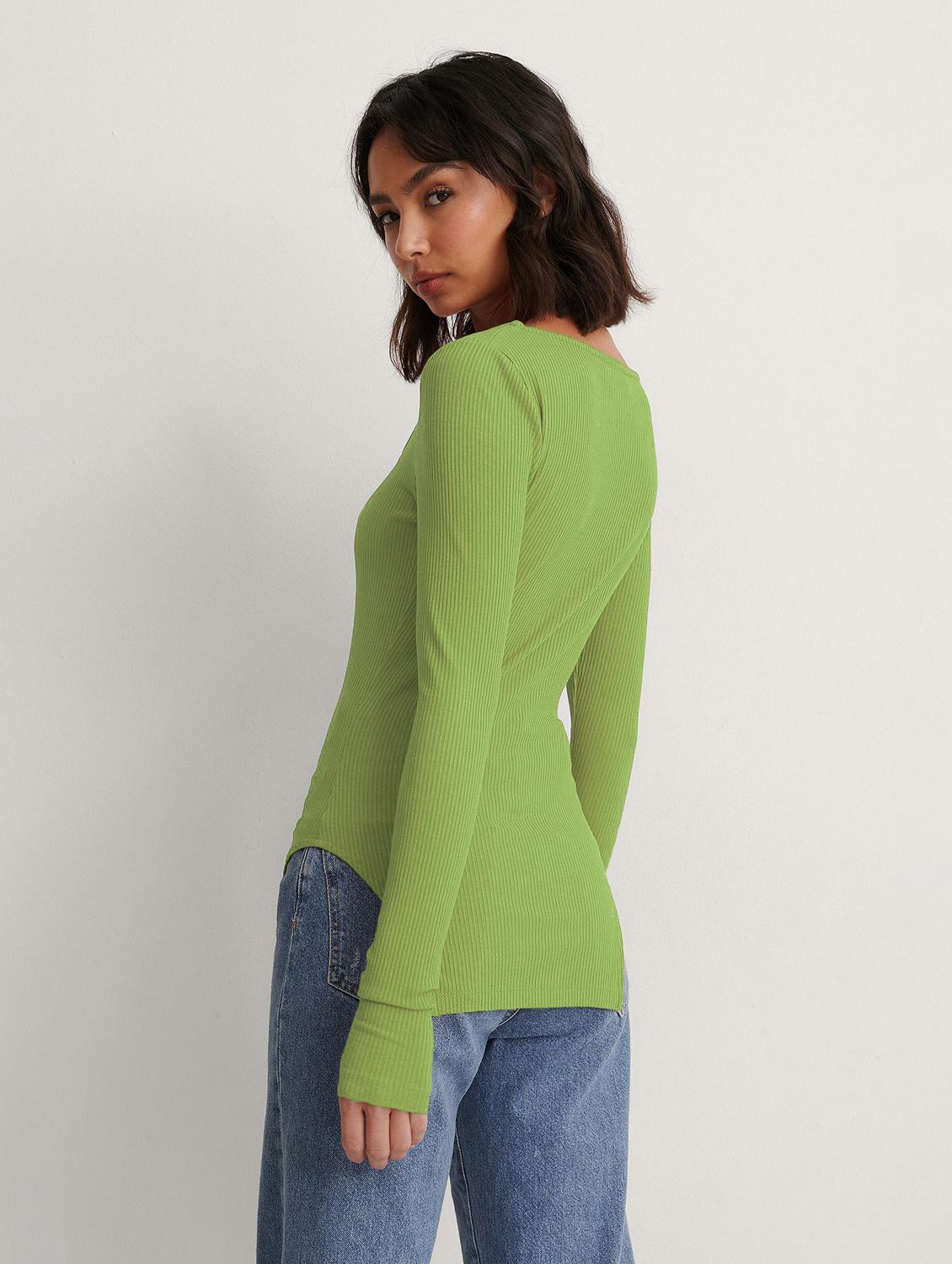 green solid long sleeves long top  - 20299404 -  Standard Image - 1