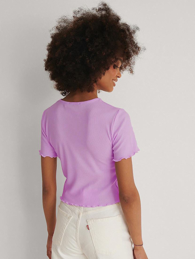 lavender solid short sleeves regular top - 20299486 - Standard Image - 1