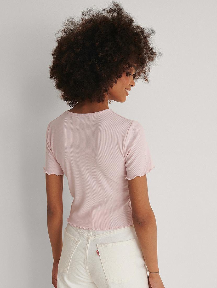 pink solid short sleeves regular top - 20299488 -  Standard Image - 1