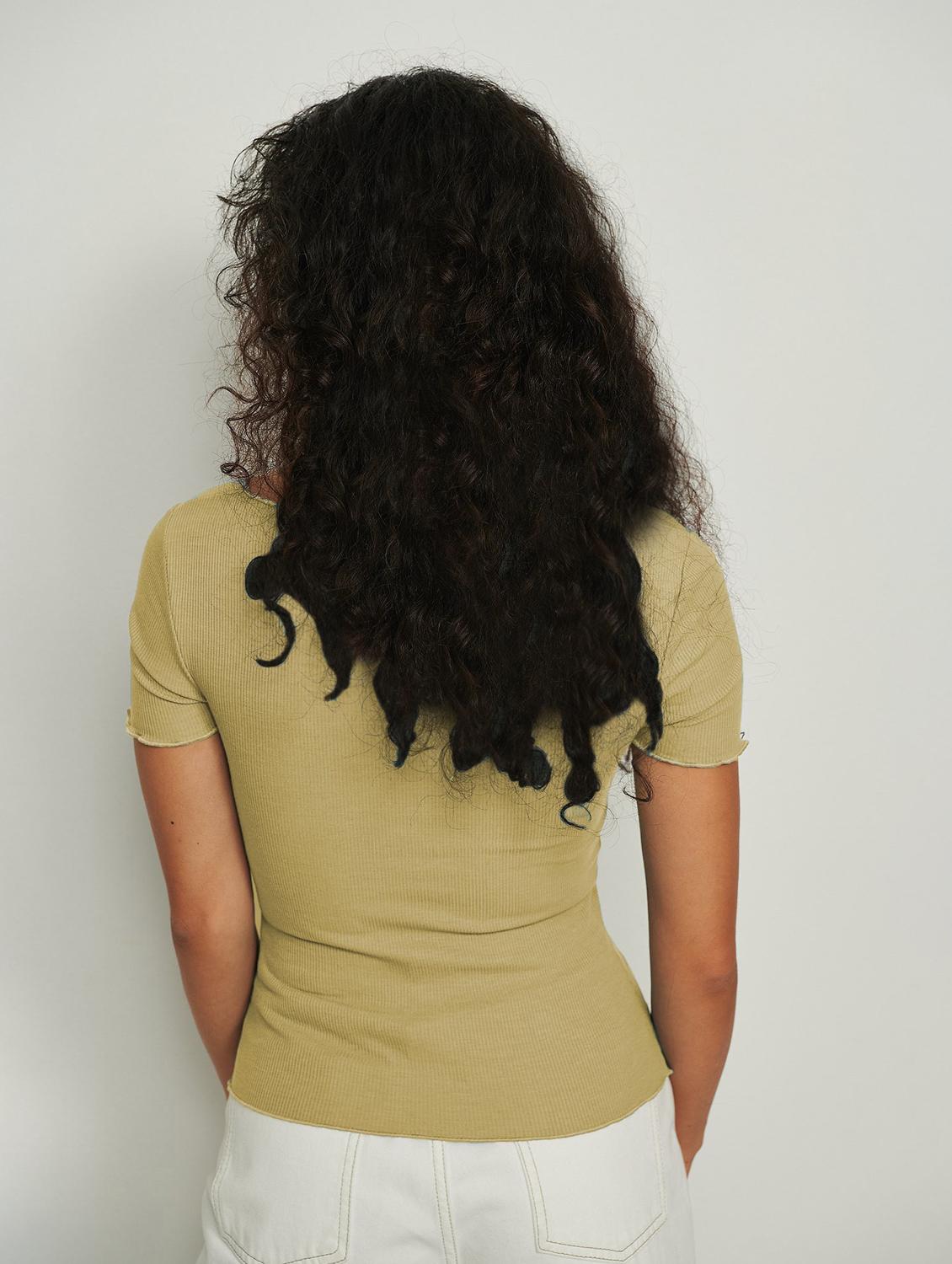 beige solid short sleeves regular top - 20299596 - Standard Image - 1