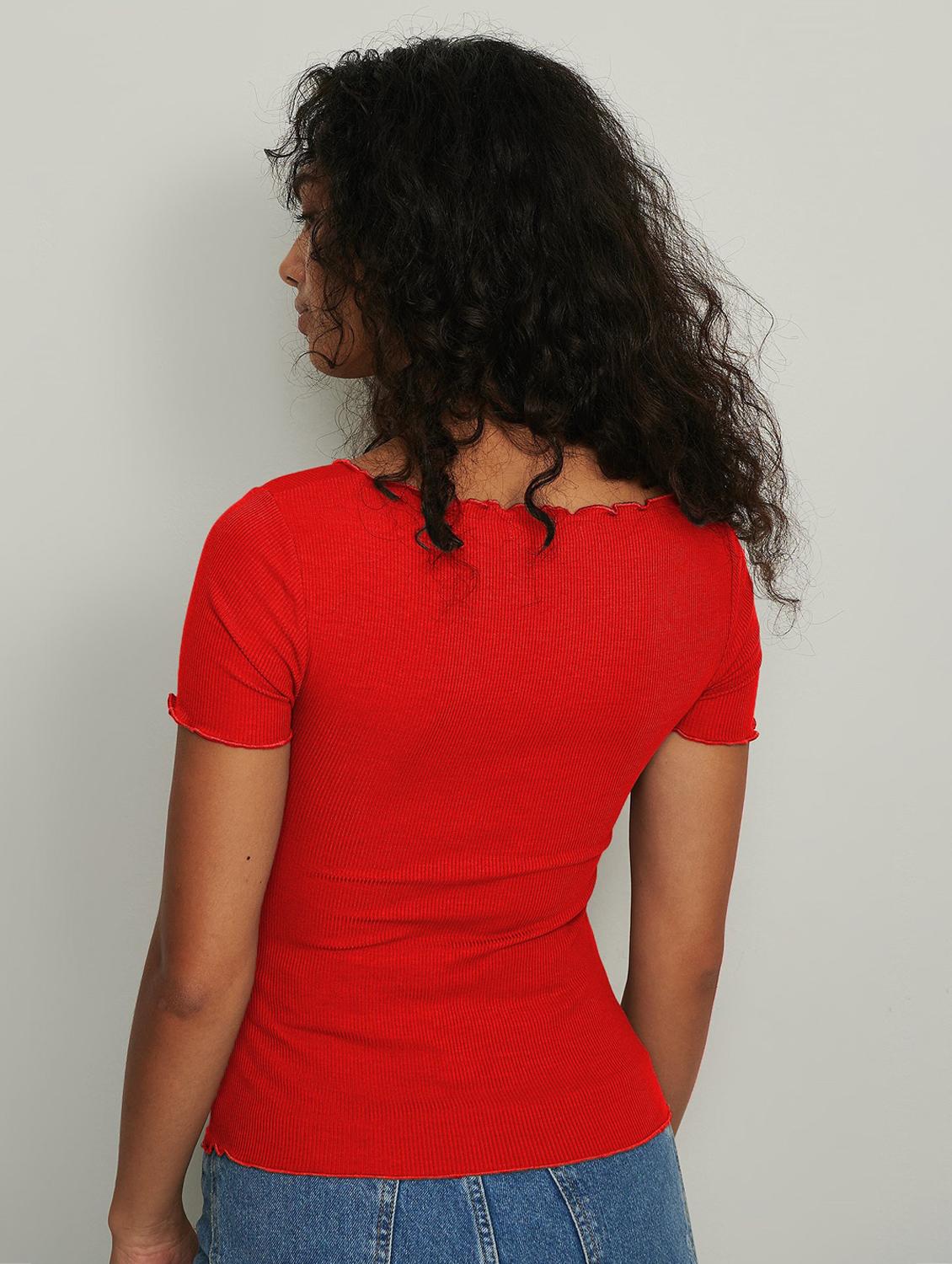 red solid short sleeves regular top - 20299603 - Standard Image - 1