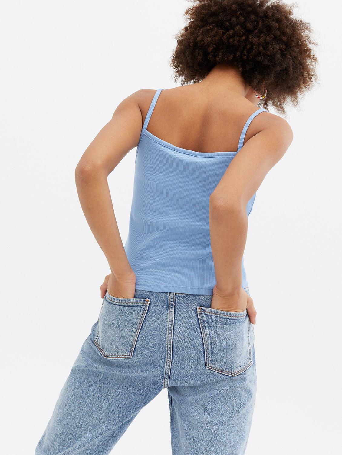 light blue cotton blend camisole top - 20299612 - Standard Image - 1