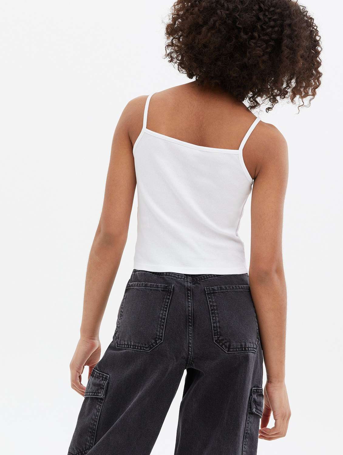 white cotton blend camisole top - 20299615 -  Standard Image - 1