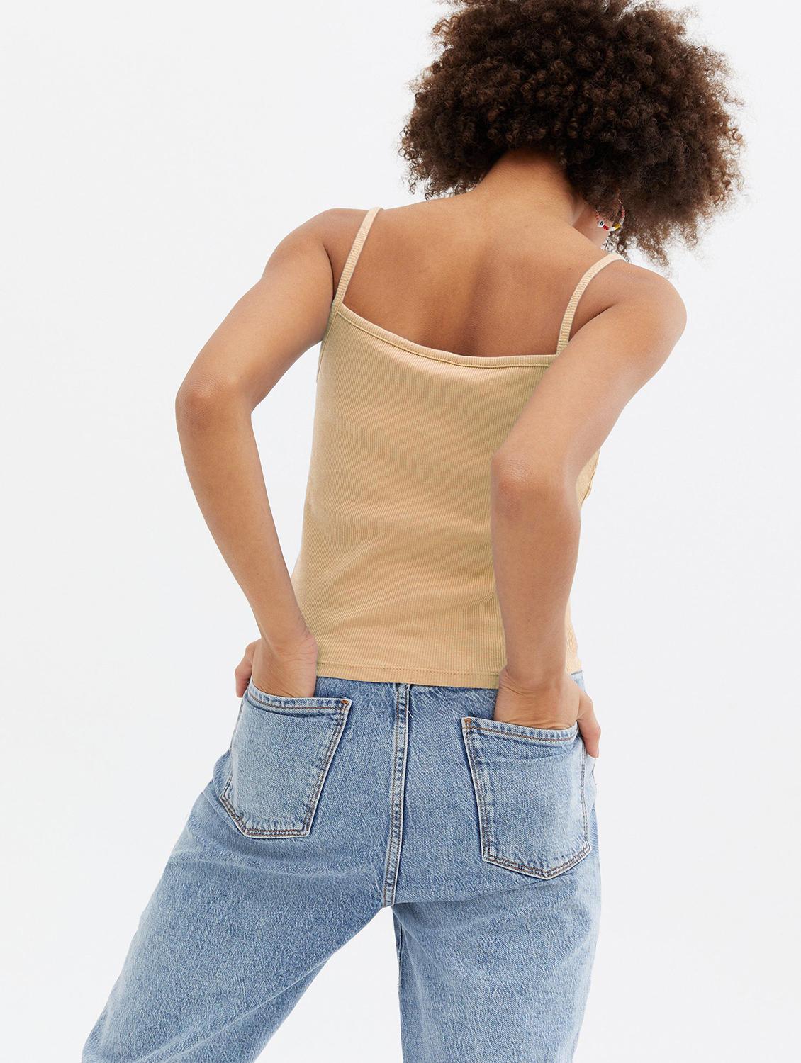 beige cotton blend camisole top - 20299617 - Standard Image - 1