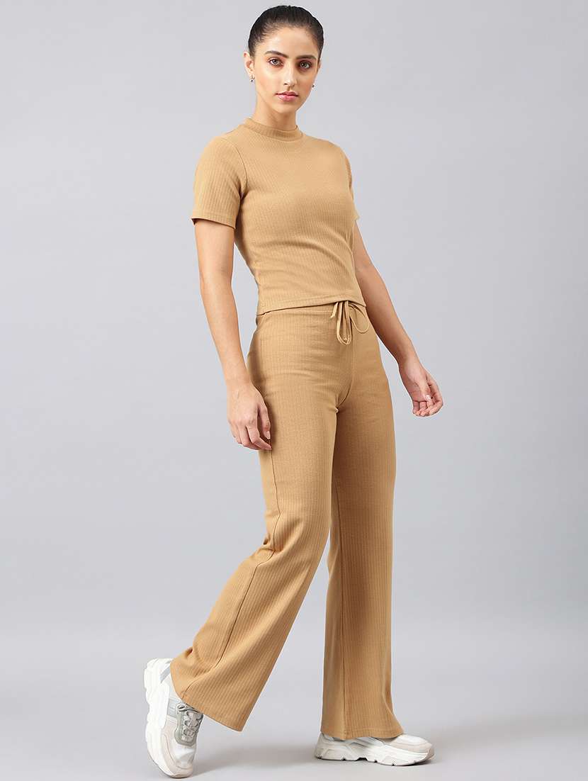 women solid top and trouser co-ord set - 20300305 -  Standard Image - 1