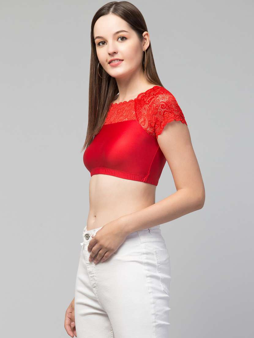 women red solid with work stitched blouse - 20300602 -  Standard Image - 1