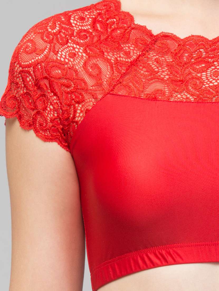 women red solid with work stitched blouse - 20300602 -  Standard Image - 4
