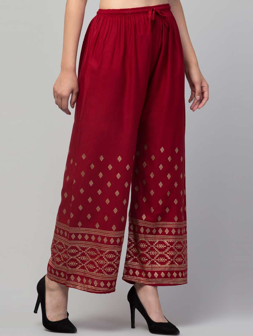 women block print viscose palazzo - 20300607 -  Standard Image - 1