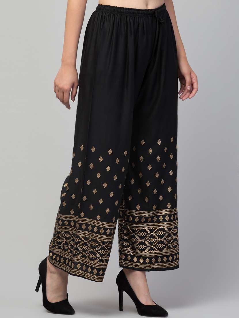 women block print viscose palazzo - 20300608 - Standard Image - 1