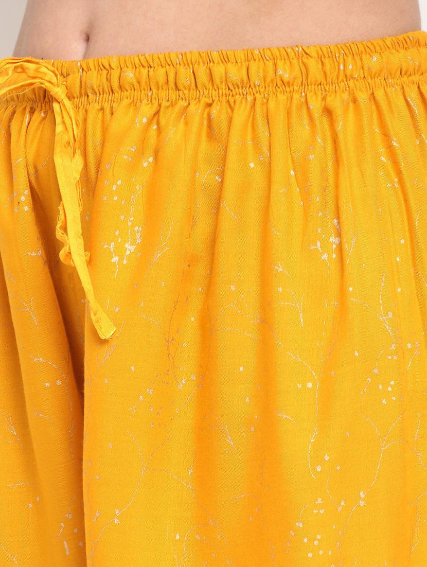 yellow bottom placement print palazzo - 20300609 - Standard Image - 4