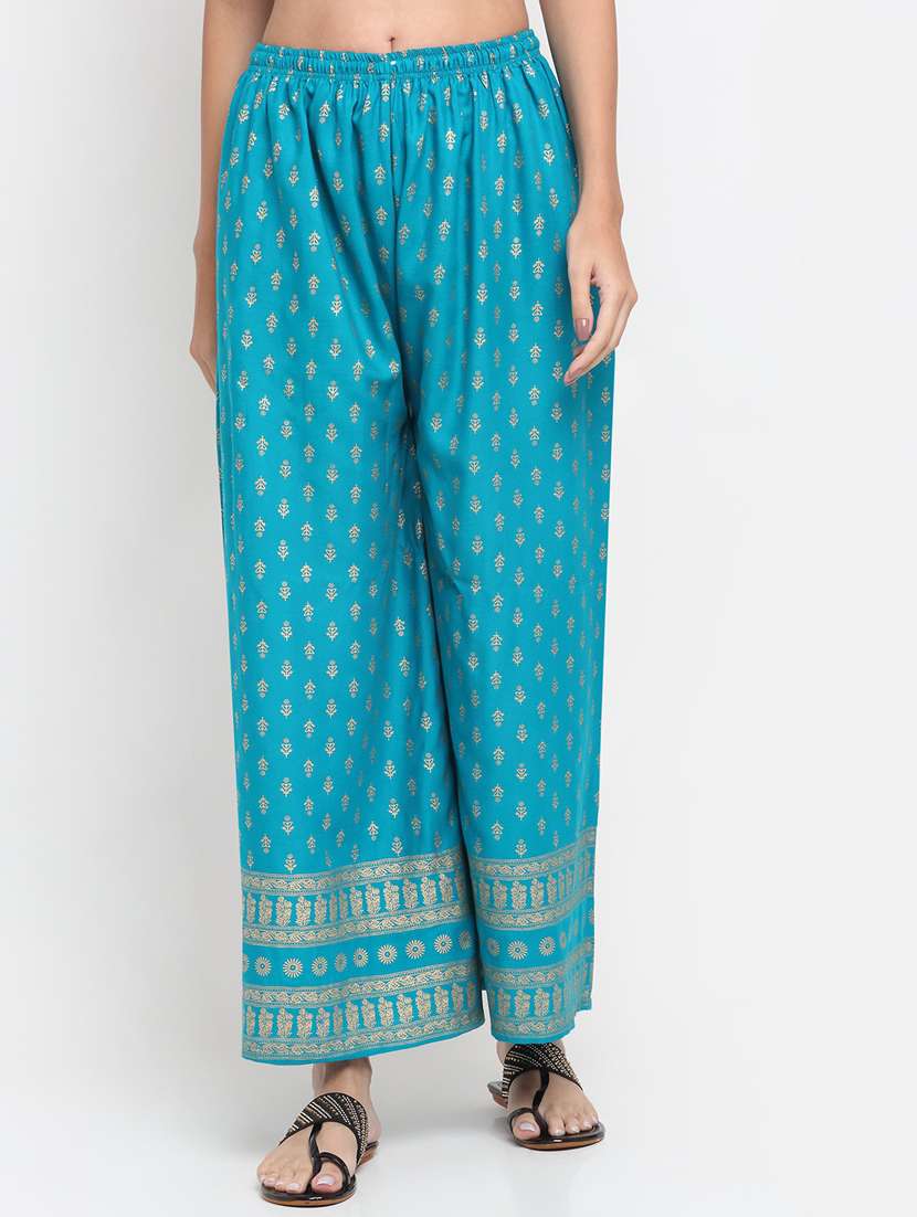 pack of 2 multi colored block print straight palazzo - 20300612 -  Standard Image - 6