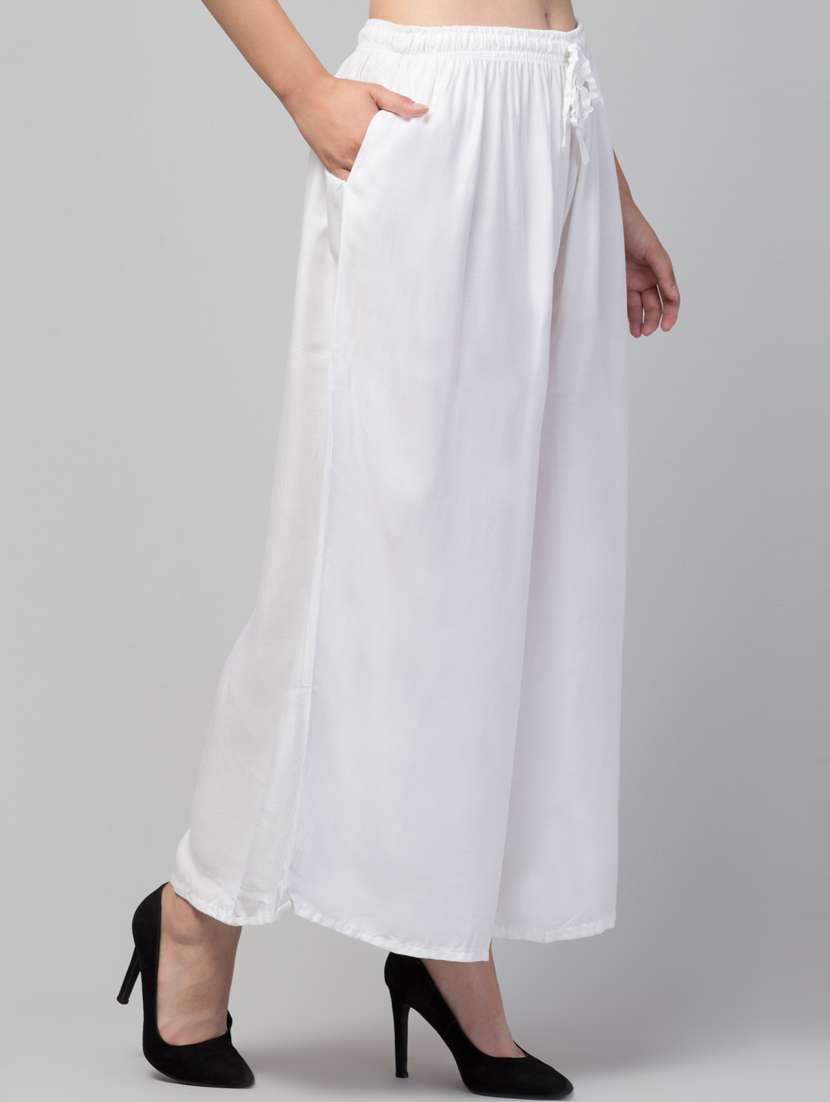 women mid rise solid flared palazzo - 20300616 -  Standard Image - 1