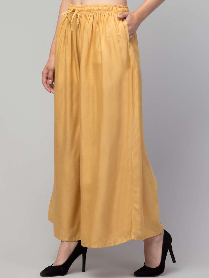 women mid rise solid flared palazzo - 20300632 -  Standard Image - 1