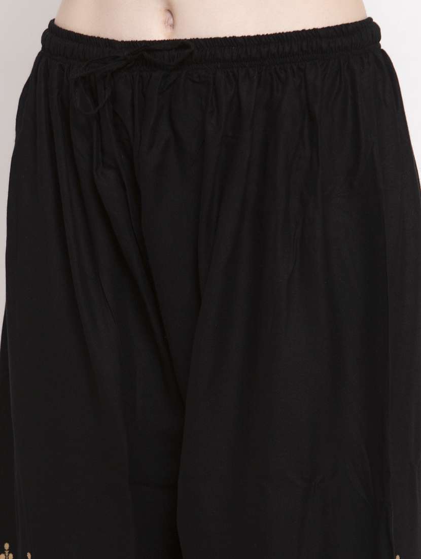 black bottom placement print palazzo - 20300642 -  Standard Image - 4