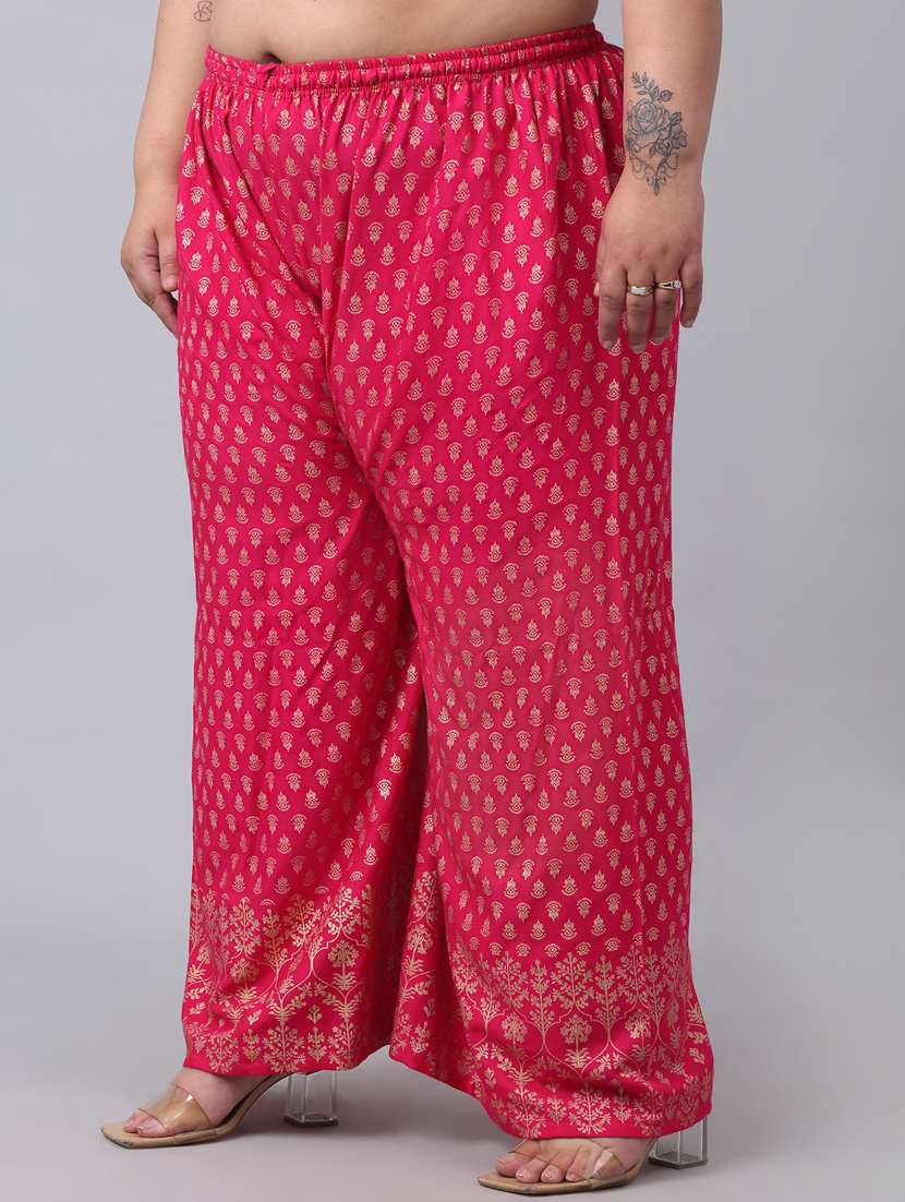 pink printed palazzo - 20300646 -  Standard Image - 1