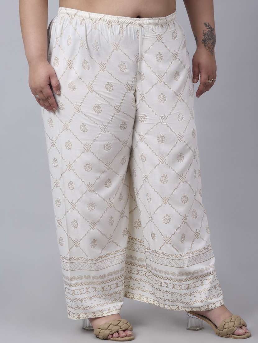 white foil printed palazzo - 20300648 -  Standard Image - 1