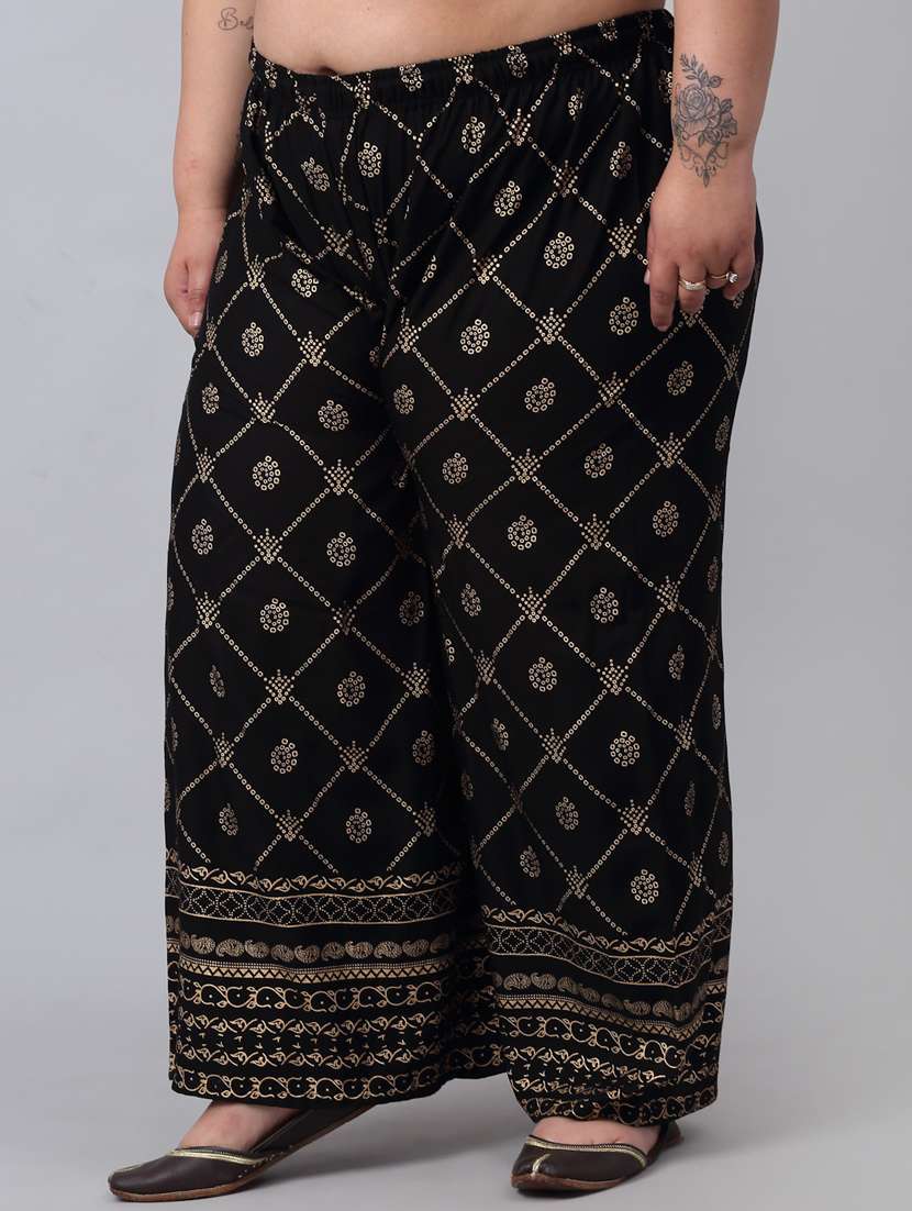 black printed palazzo - 20300649 -  Standard Image - 1