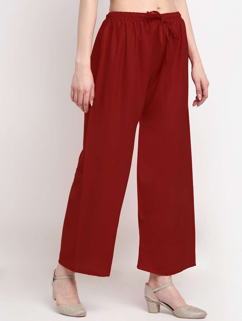 women mid rise solid flared palazzo - 20300663 -  Standard Image - 1