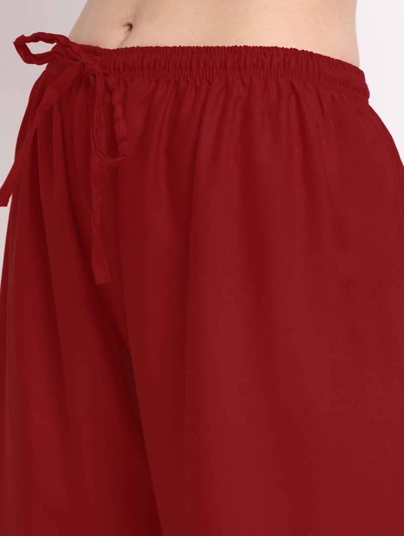 women mid rise solid flared palazzo - 20300663 -  Standard Image - 4