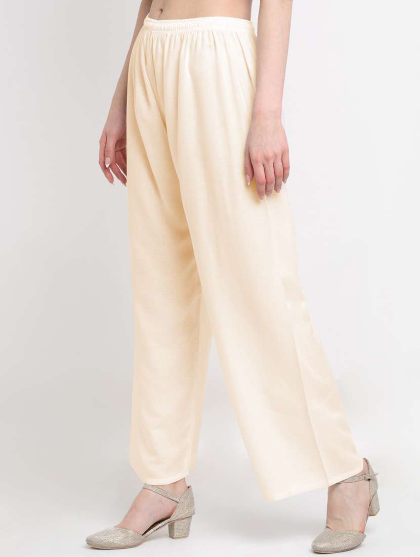 women mid rise solid flared palazzo - 20300664 -  Standard Image - 1