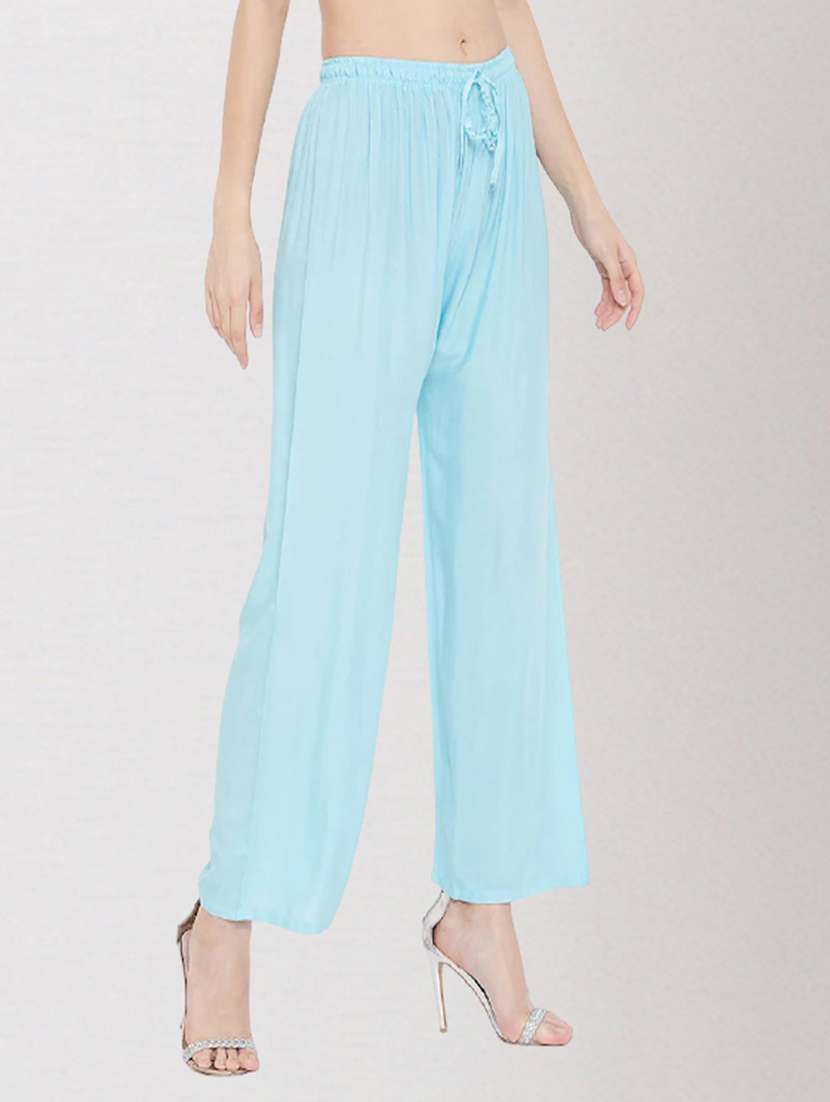 women mid rise solid flared palazzo - 20300666 -  Standard Image - 1