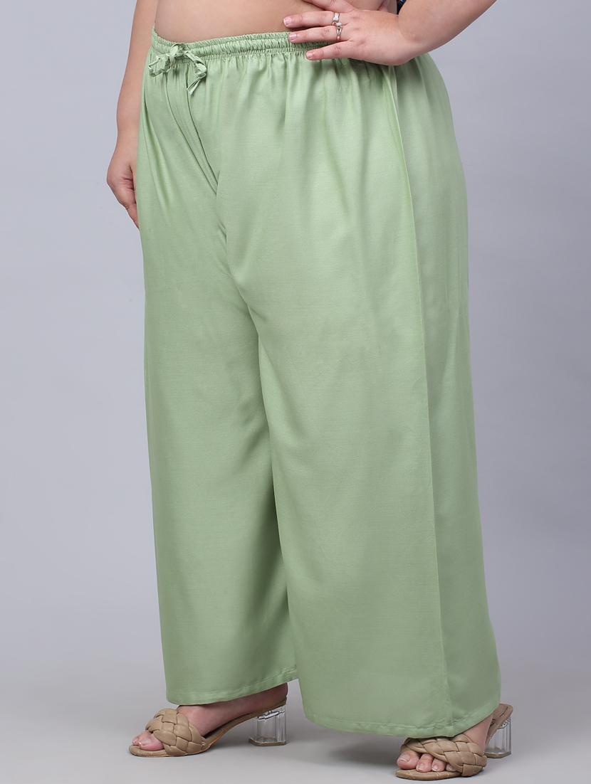 women mid rise solid flared palazzo - 20300669 -  Standard Image - 1