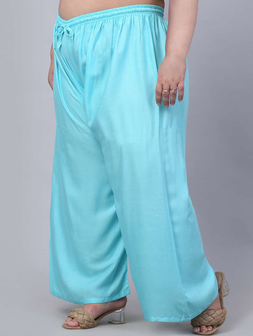 women mid rise solid flared palazzo - 20300670 -  Standard Image - 1