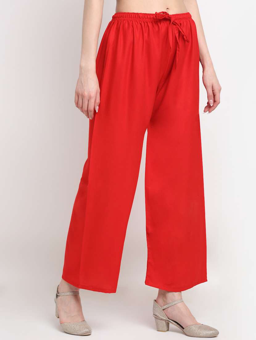 women mid rise solid flared palazzo - 20300674 -  Standard Image - 1