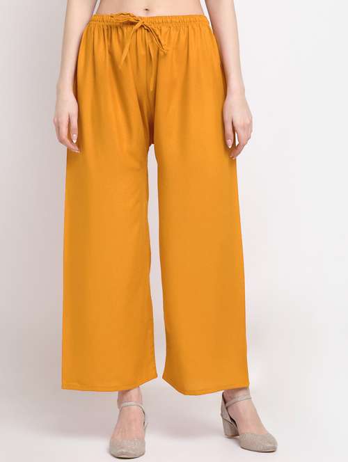 women mid rise solid flared palazzo - 20300676 - Standard Image - 0
