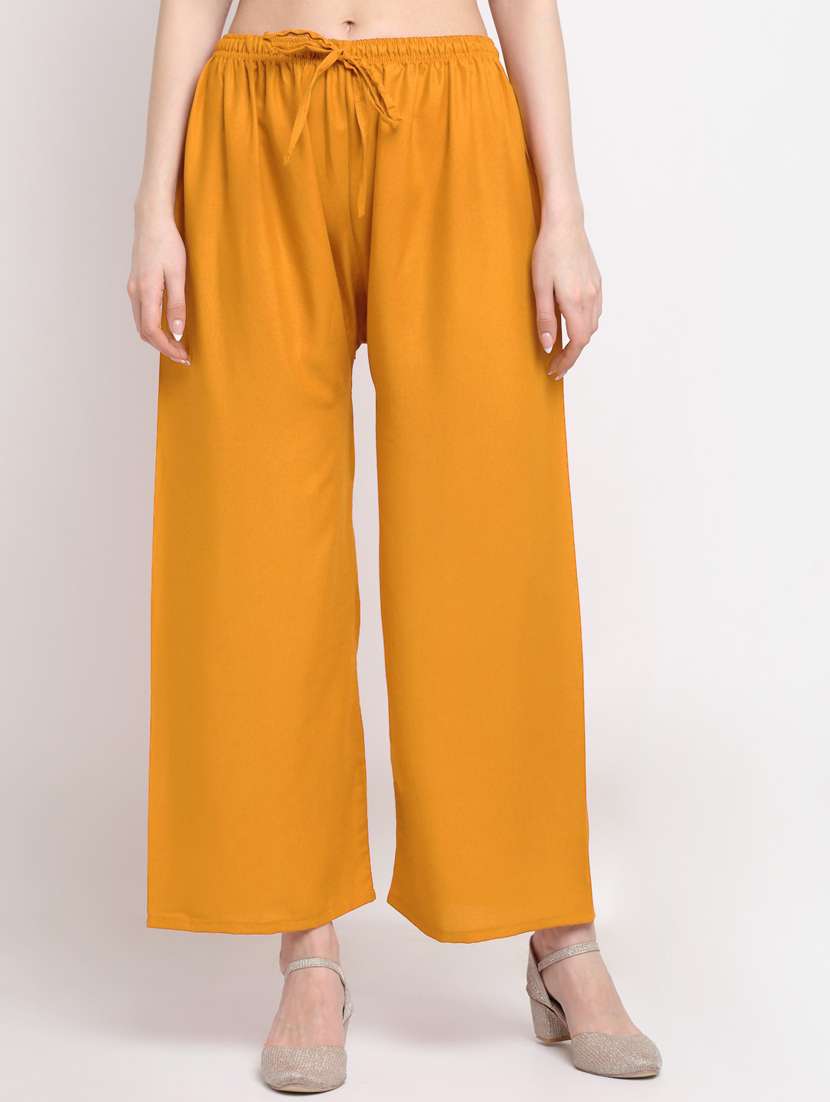 women mid rise solid flared palazzo - 20300676 - Zoom Image - 0