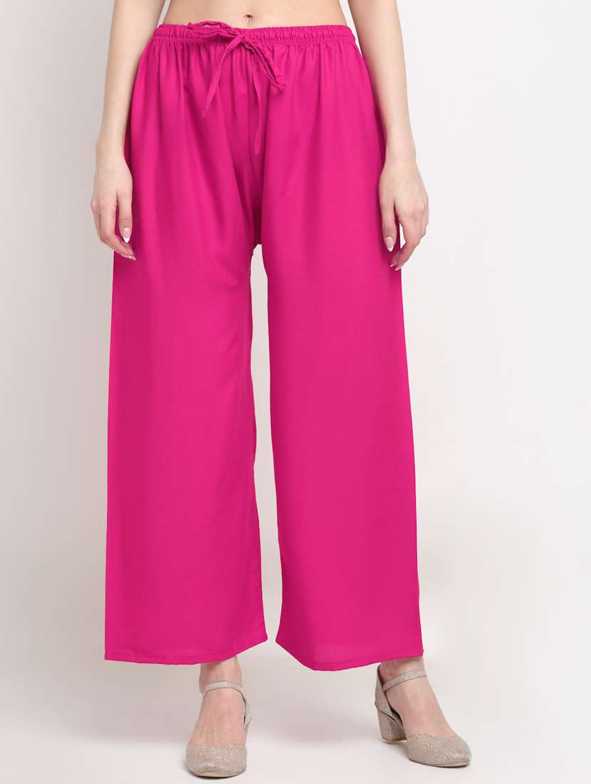 women mid rise solid flared palazzo